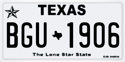 TX license plate BGU1906