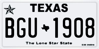 TX license plate BGU1908