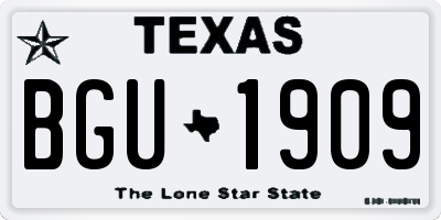 TX license plate BGU1909
