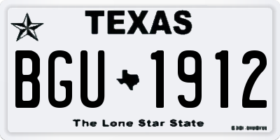 TX license plate BGU1912