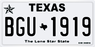 TX license plate BGU1919