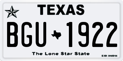 TX license plate BGU1922