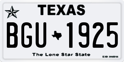 TX license plate BGU1925
