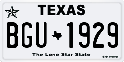 TX license plate BGU1929