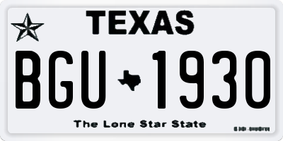 TX license plate BGU1930