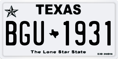 TX license plate BGU1931