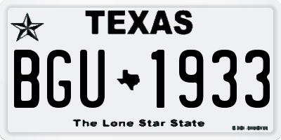 TX license plate BGU1933