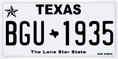 TX license plate BGU1935