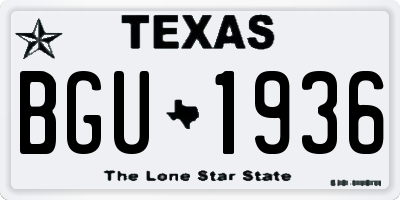 TX license plate BGU1936