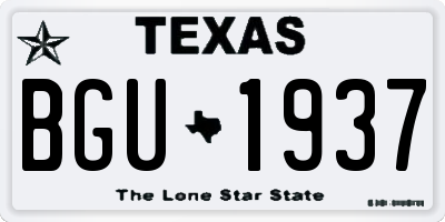 TX license plate BGU1937