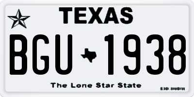 TX license plate BGU1938