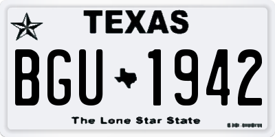 TX license plate BGU1942