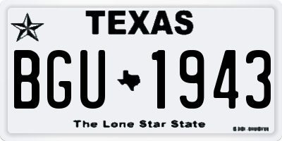 TX license plate BGU1943
