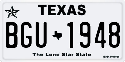 TX license plate BGU1948