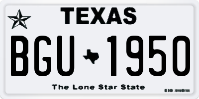 TX license plate BGU1950