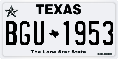 TX license plate BGU1953