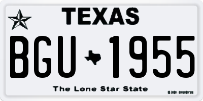 TX license plate BGU1955