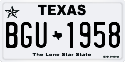 TX license plate BGU1958