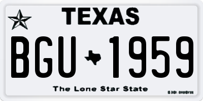 TX license plate BGU1959