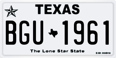 TX license plate BGU1961
