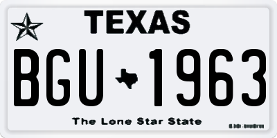 TX license plate BGU1963
