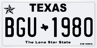 TX license plate BGU1980