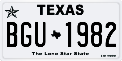 TX license plate BGU1982