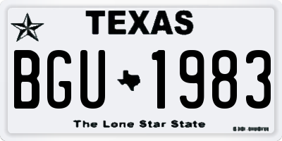 TX license plate BGU1983