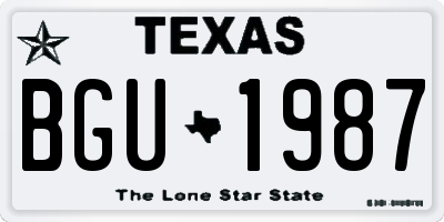 TX license plate BGU1987