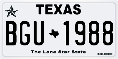 TX license plate BGU1988