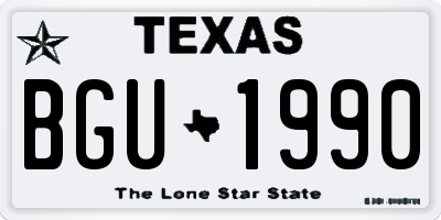 TX license plate BGU1990