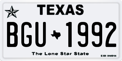 TX license plate BGU1992