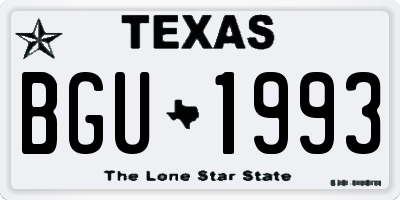 TX license plate BGU1993