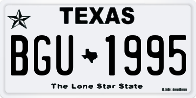 TX license plate BGU1995