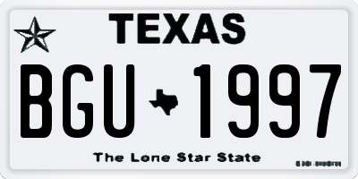 TX license plate BGU1997