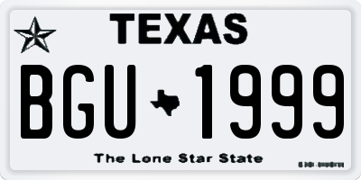 TX license plate BGU1999