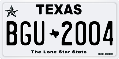 TX license plate BGU2004