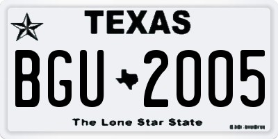 TX license plate BGU2005