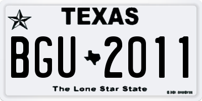 TX license plate BGU2011