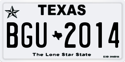TX license plate BGU2014