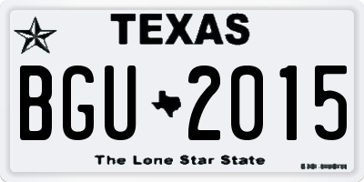 TX license plate BGU2015