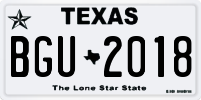 TX license plate BGU2018