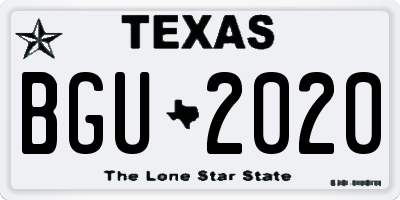 TX license plate BGU2020