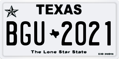 TX license plate BGU2021