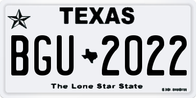 TX license plate BGU2022