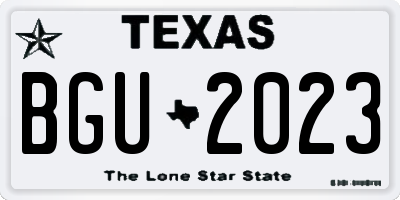 TX license plate BGU2023