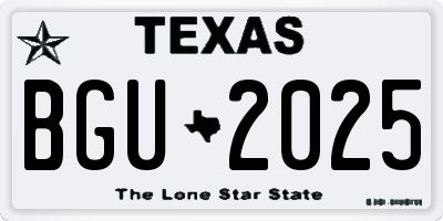 TX license plate BGU2025