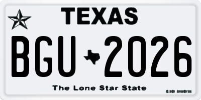 TX license plate BGU2026