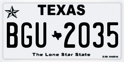 TX license plate BGU2035