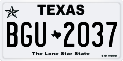 TX license plate BGU2037